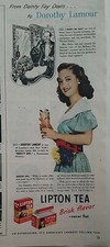 1947 Lipton tea bags Dorothy Lamour Dainty Fay Davis iced tea vintage ad