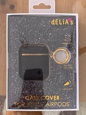 dELiA s Case Cover For Apple AirPods with Keychain Ring Charm Black NIB