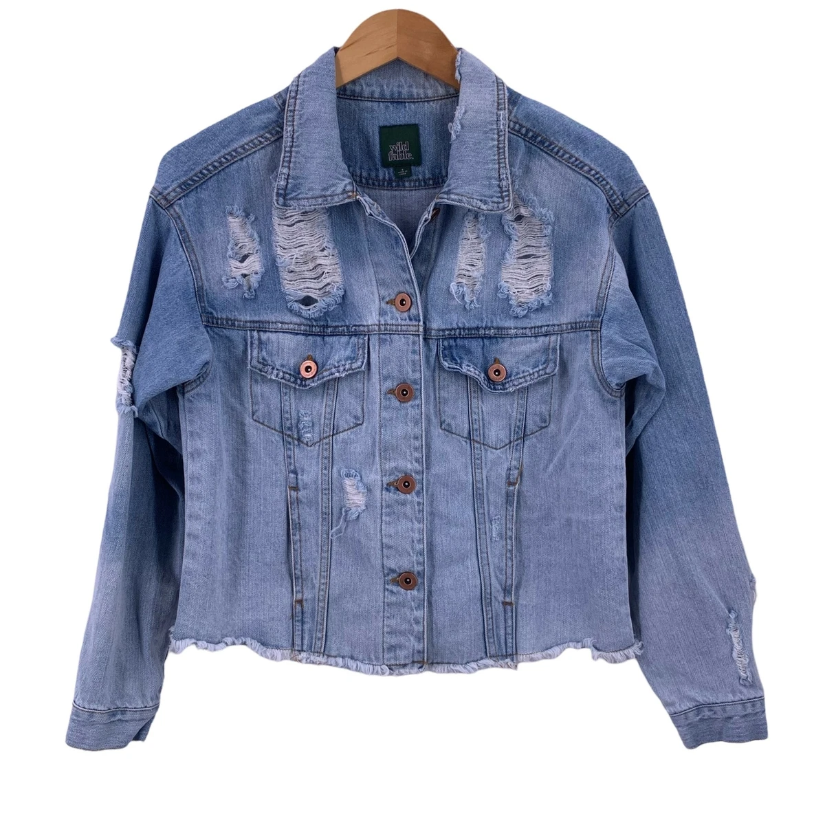 Distressed light hotsell wash jean jacket
