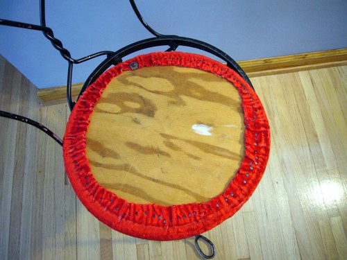 Vtg Black Wrought Iron Ice Cream Parlor Chair Heart Back Solid Red Velvet Seat - Picture 6 of 8