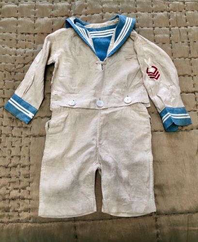 HTF Toddler Boys 1910 EDWARDIAN MIDDY Navy SAILOR SUIT UNIFORM w/Insignia Badge - Picture 3 of 15