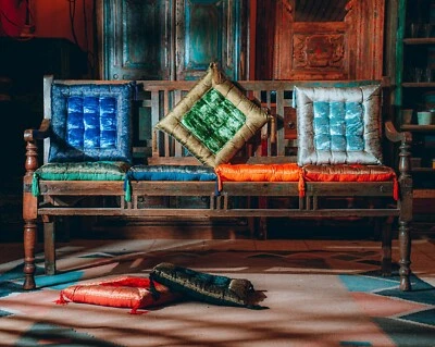 Indische Sitzpuff Sitzkissen Bodenkissen Yogakissen Orientalisches Kissen Indien - Bild 1 von 4