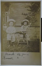1910 AZO - RPPC - Real Photo Postcard - Mark - 3 1/2 Years, Russell - 2, Boys