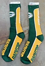 2 Pack NFL Green Bay Packers Socks Gift Set V Curve Green Yellow Crew Large