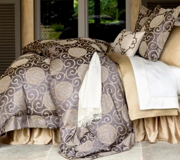 Capa de edredom Sferra Tarsia Queen ardósia algodão egípcio acetinado jacquard Itália nova - Imagem 4 de 4