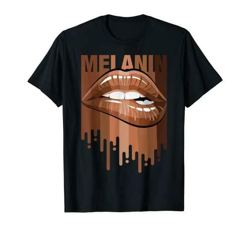 Cool Melanin Girl Lips Graphic Tees, Black Girls Magic Style T-Shirt-image