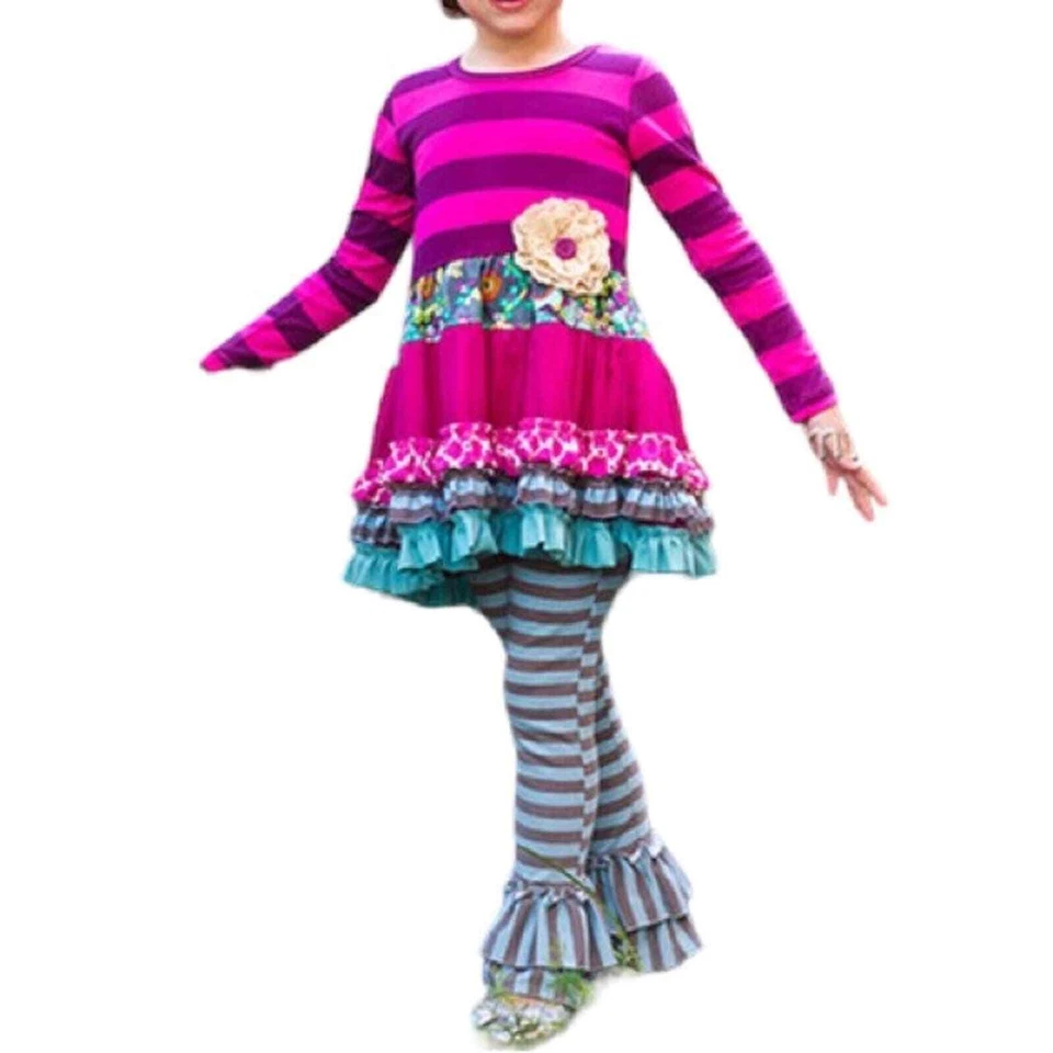 4 Giggle Moon Niñas Eternal Bliss Manga Larga Túnica Top Pantalones con Volantes a Juego Foto 2 de 4