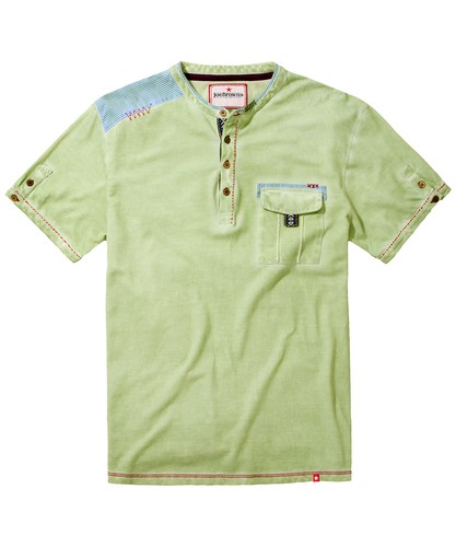 Joe Browns Men's Pique Aztec Trim Short Sleeve Chest Pocket Henley - Picture 2 of 6