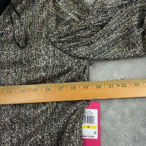 Vince Camuto Metallic M Rich Black Sleigh All Day V-Neck Lined NWT 3964 - Picture 7 of 9