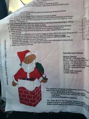 KEEPSAKE CRAFTS SANTA BEAR AND CHIMNEY PATTERN FABRIC VIP SCREEN PRINT Christmas