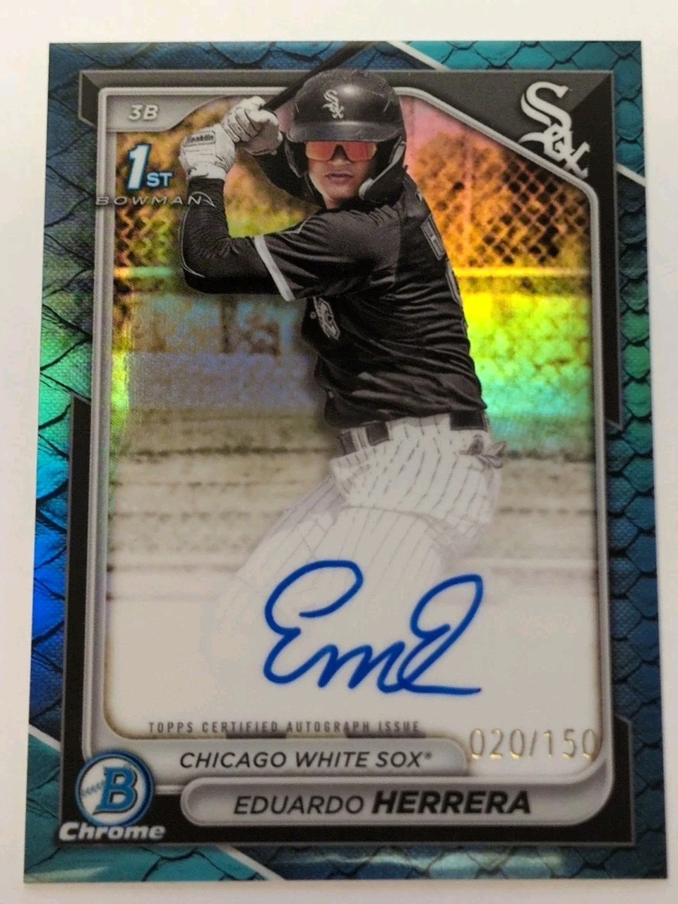 2024 Bowman Chrome - Eduardo Herrera /150 1st Bowman On-Card Auto Blue Reptilian