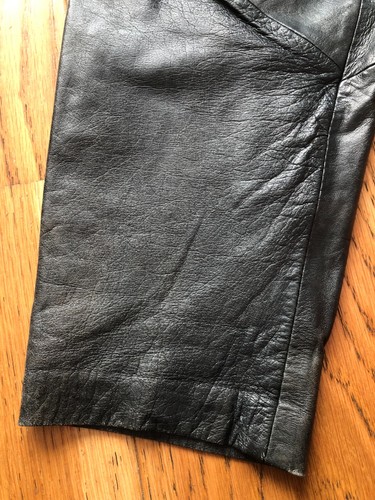 VINTAGE PLEATED 80/90'S GENUINE LEATHER DARK JADE GREEN WOMEN’S TROUSER UK 8 - Picture 12 of 16