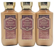 Bath & Body Works LOT of 3 Bottles Whipped Honey Vanilla Body Lotion Cream 8 oz