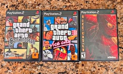 PlayStation 2 Game Lot GTA San Andreas Vice City Spider-Man 2 PS2 CIB Manuals