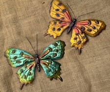 Set Of 2 3D Metal Wall Art Colorful Butterflies 10  x8  