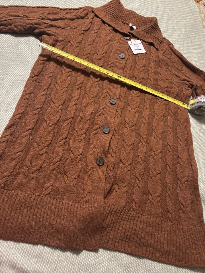 Cárdigan grueso 3xJ Jill largo marrón jengibre Foto 2 de 4