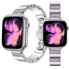 Bling Glitter Metal Replacement Strap Band for iWatch Ultra 3/2/1 Series 11 10 1
