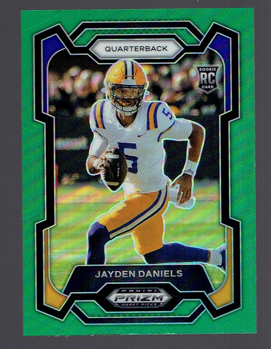 2024 Panini Prizm Draft Picks Jayden Daniels Green Rookie RC Football Card