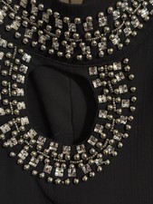 Black Sleeveless Beaded Keyhole Neckline Chiffon A-Line Long Formal Dress