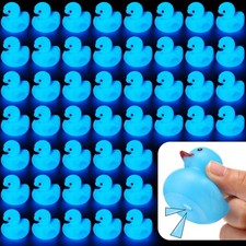 Glow in The Dark Rubber Ducks 2 Inch Blue 50 Pcs - Fun Pool Bath Decorations