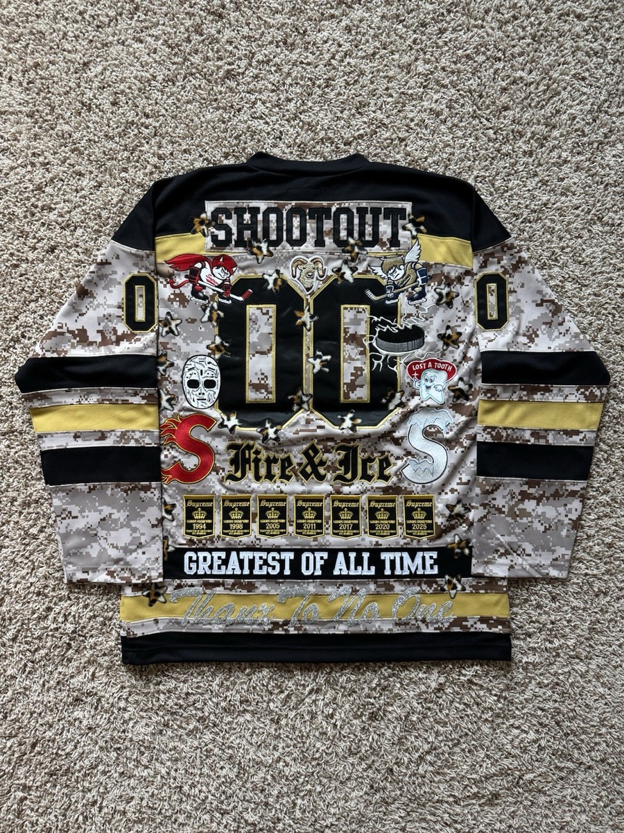 Supreme Fire & Ice Patches Hockey Jersey Camo Yellow (Size Large