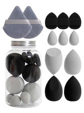 12PCS Makeup Sponge Set with Jar Latex-Free Wet Dry Foundation Puffs