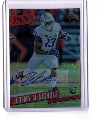 Jeremy McNichols RC 2017 Panini Prestige #299 Rookie Auto Xtra Points SP 032/100