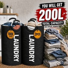 100L Large Laundry Basket Waterproof Dirty Clothes Hamper for Laundry Collapsibl