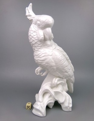 Large Cockatoo Parrot Figurine by Crown Staffordshire J.T. Jones. White. VTG 13''