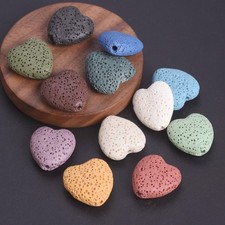 10pcs Heart Shape 20mm Natural Lava Stone Volcano Loose Beads For Jewelry Making