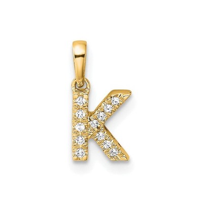 14K Gelbgold Diamant Buchstabe K Initiale mit Kaution Anhänger