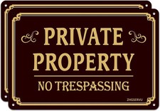 Aluminum No Trespassing Signs 2-Pack, 12 x 8 Inches, Brown, Reflective, Autho...
