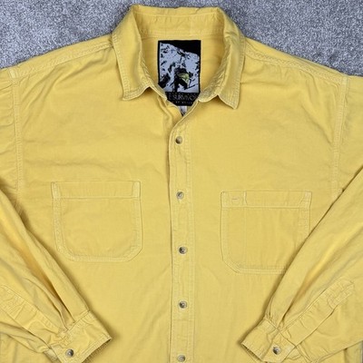Gramicci Men s Sole Survivor 100% Cotton L/S Button Shirt Sz Large Yellow VTG