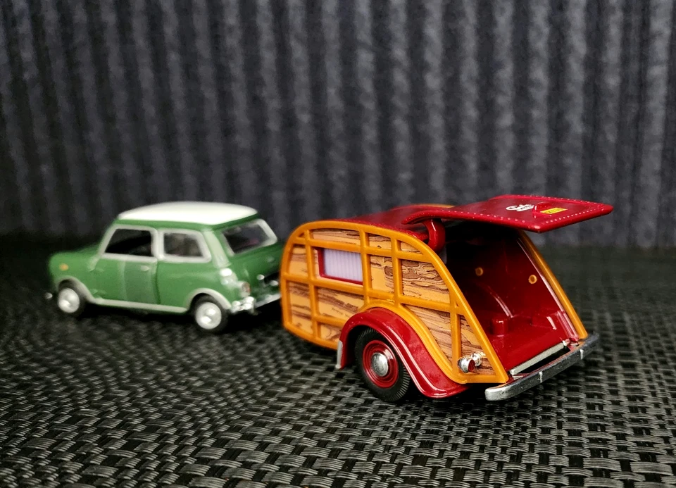 Mini Cooper With Teardrop Camper 1:43 Scale - Includes Display Case - Cararama - image 3 of 4