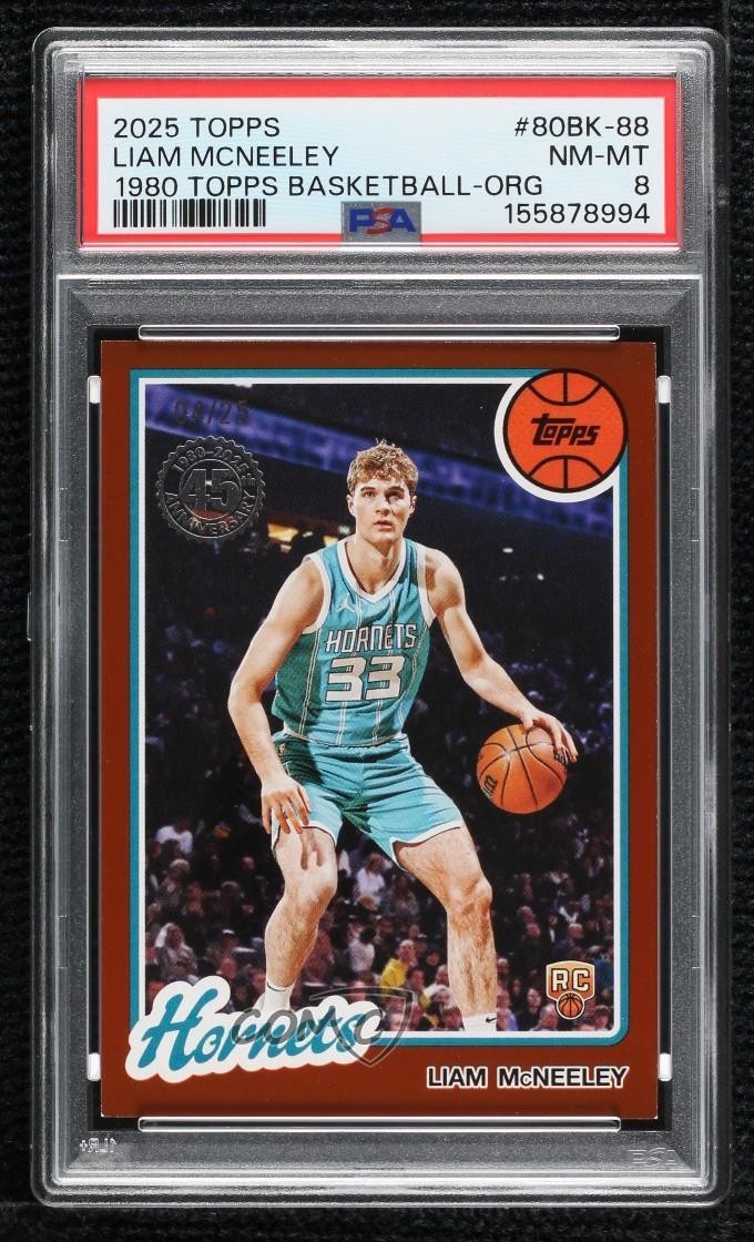 Liam McNeeley #80BK-88 Basketball Cards 2025 Topps 1980 trading card — raw and PSA graded price guide