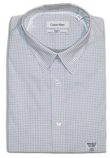 Calvin Klein Steel Mens Regular Fit Stretch Dress Shirt Lg 16.5 34-35 Blue White