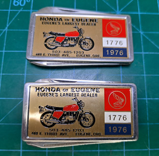 2x Vintage Barlow 1976 Honda Motorcycle of Eugene Moneyclip