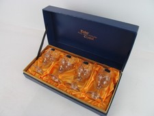 Set of 4 Tudor Full Lead English Crystal Port Glasses Blue Display Box