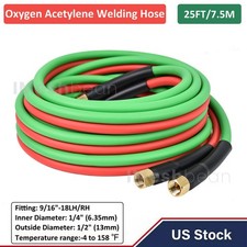 25 Ft Oxygen Acetylene Hose 1/4 Inch Twin Welding Hose Cutting Torch Hoses New