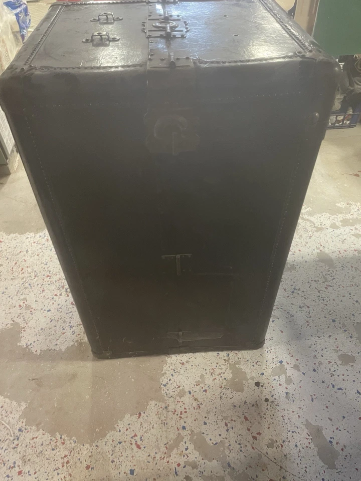 Antiguo baúl de vapor de 1900 armario cofre de viaje con perchas y cajones! Foto 3 de 4