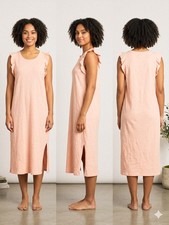 UNIVERSAL THREAD RUFFLED PEACH 100 COTTON SUMMER MAXI DRESS WOMEN'S SIZE L