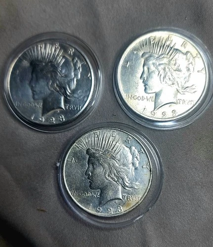 1923 P/D/S PEACE Liberty $1 Dollar 90% Silver ~Original AUnc-BUnc ~ 3-Coin Set ~