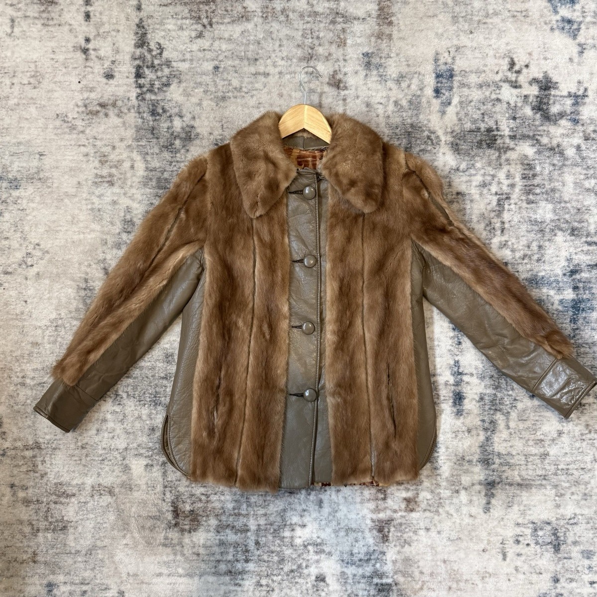 Vintage Wenger Furs Coat Brown Real Fur Jacket Sheared Beaver