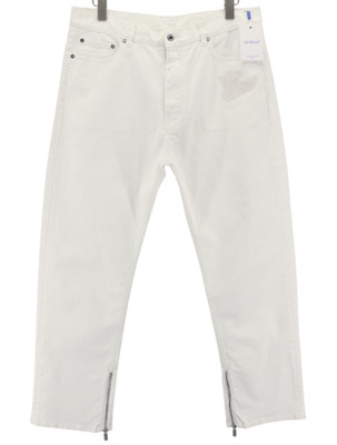 Off-White Herren Jeans W34 90s Logo Gerade Raw Weiß Baumwolle Stretch RRP667