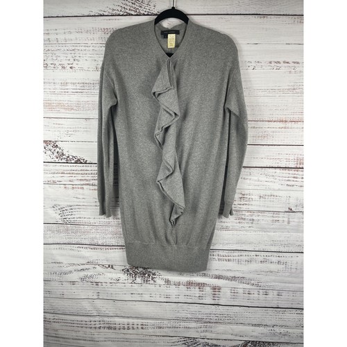 Marc Jacobs, Vintage Marc Jacobs Sweater Tunic Dress S Gray Cashmere Ruffle Front Knit Italy