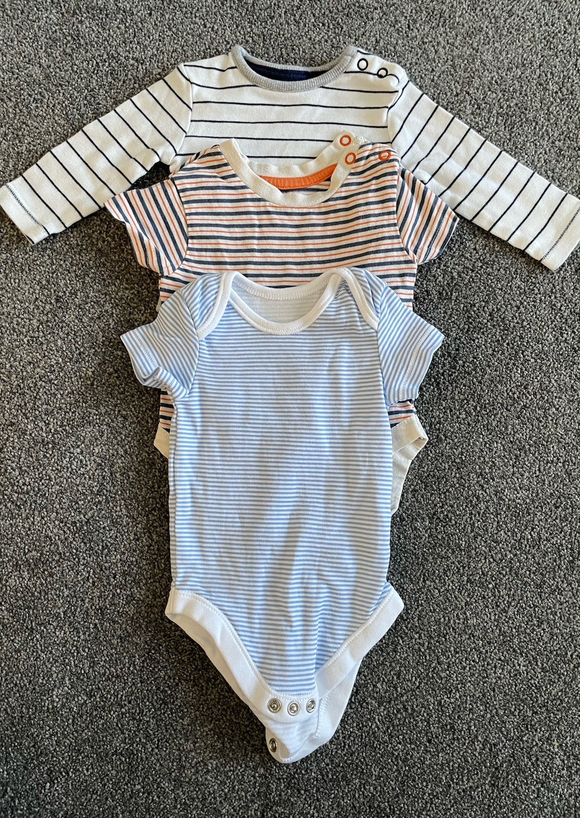 George Nutmeg Primark Striped Blue 3 X Vest Bundle Age 3-6 Months