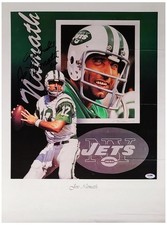 Joe Namath Signed Autographed Jets 18x24 Litho Poster Photo PSA