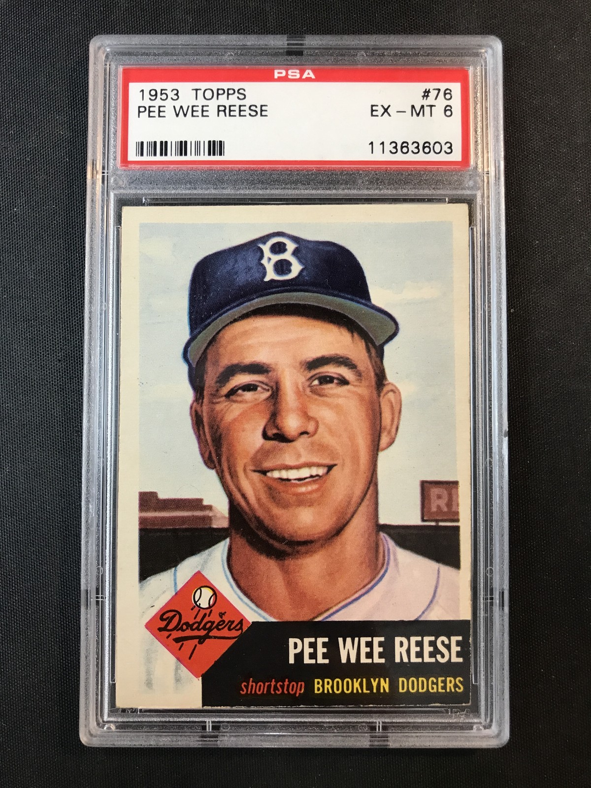 PSA 6 1953 Topps #76 Pee Wee Reese Brooklyn Dodgers HOF NO RESERVE!