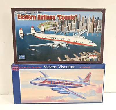 B 2X LOT 1/144 MINICRAFT EASTERN CONNIE + 1/96 GLENCOE VICKERS VISCOUNT NEW B