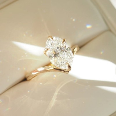 2 Ct Oval Cut Lab Grown Diamond Solitaire Engagement Ring 14k Yellow Gold